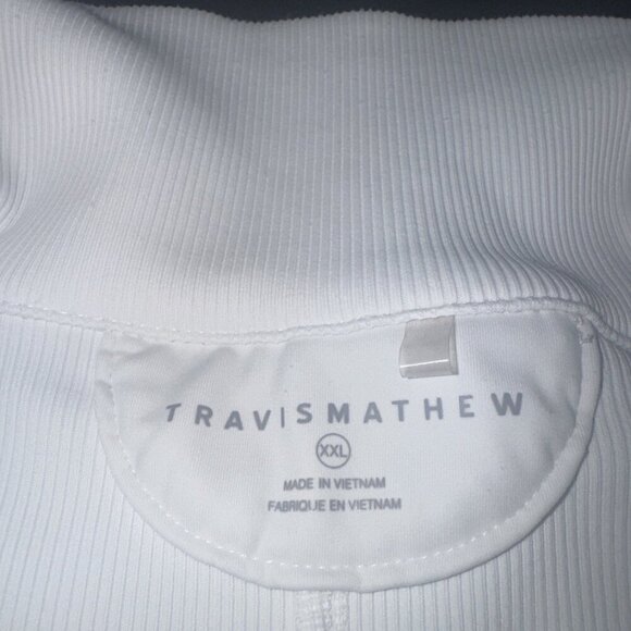 Travis Mathew Women’s White Short Sleeve Move Knit V Neck Ribbed Polo Top Sz XXL - Picture 5 of 9
